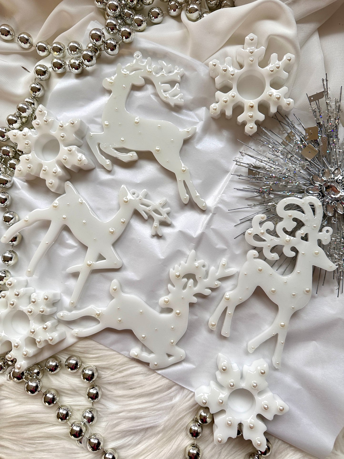 Rentier Ornamente für Weihnachtsbaum perle