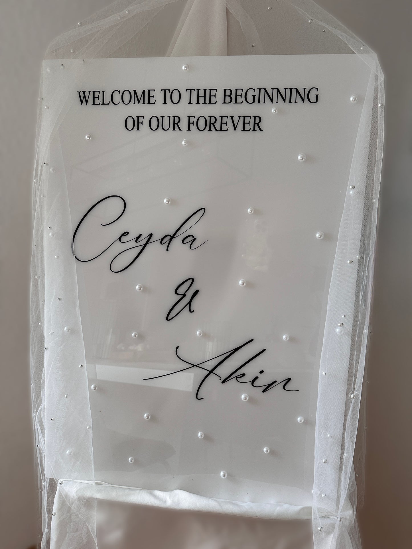 Willkommensschild für Henna, Verlobung, Hochzeit weiß Perlen