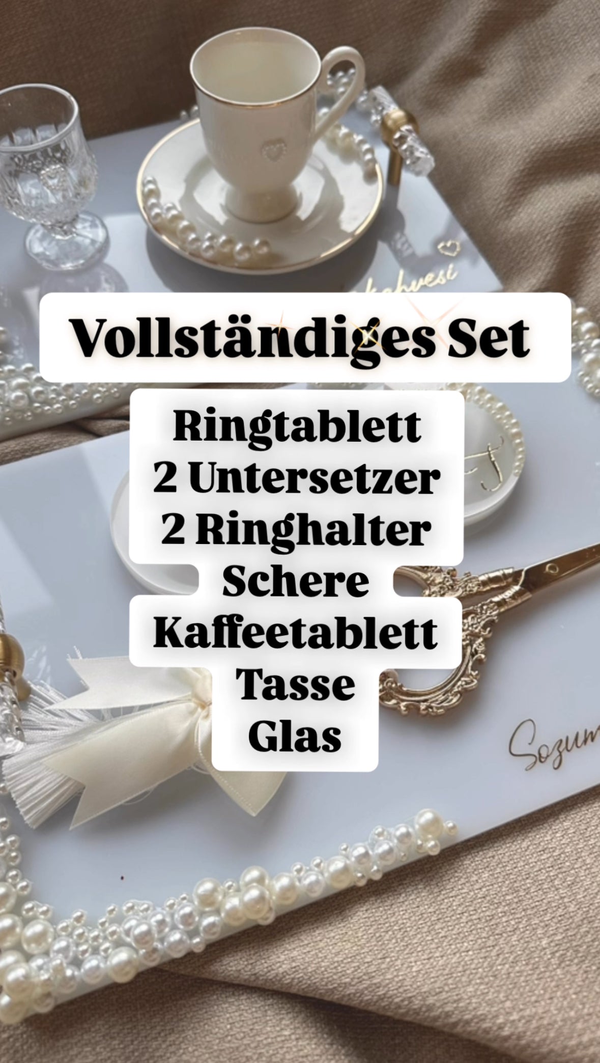 Verlobungsset Acryl Luxury Milchig perlen