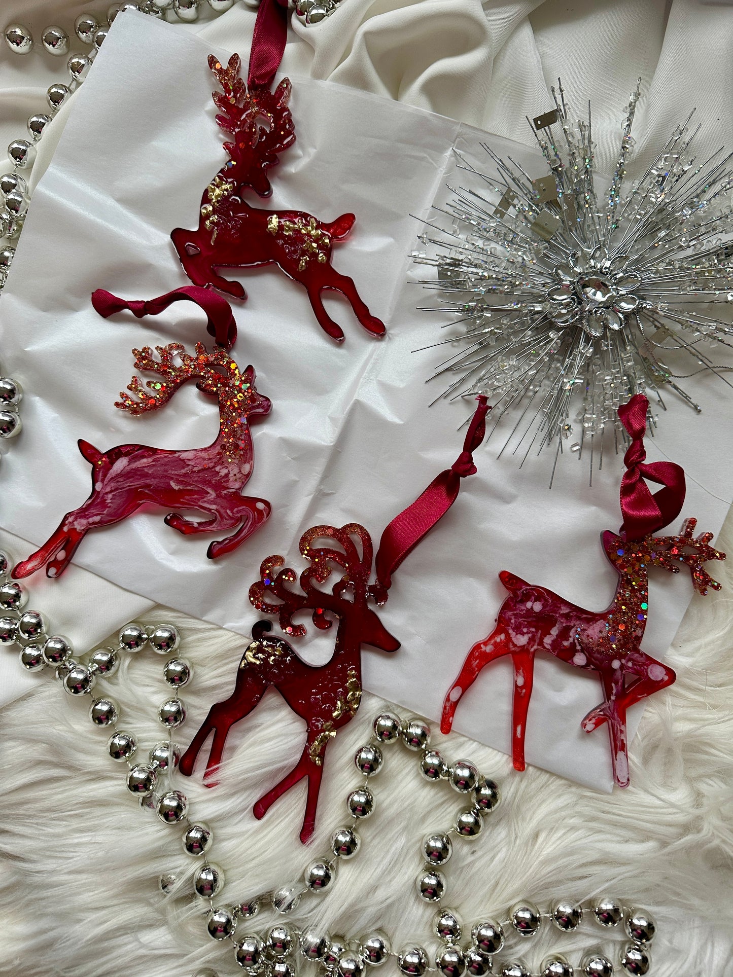 Rentier Ornamente für Weihnachtsbaum rot