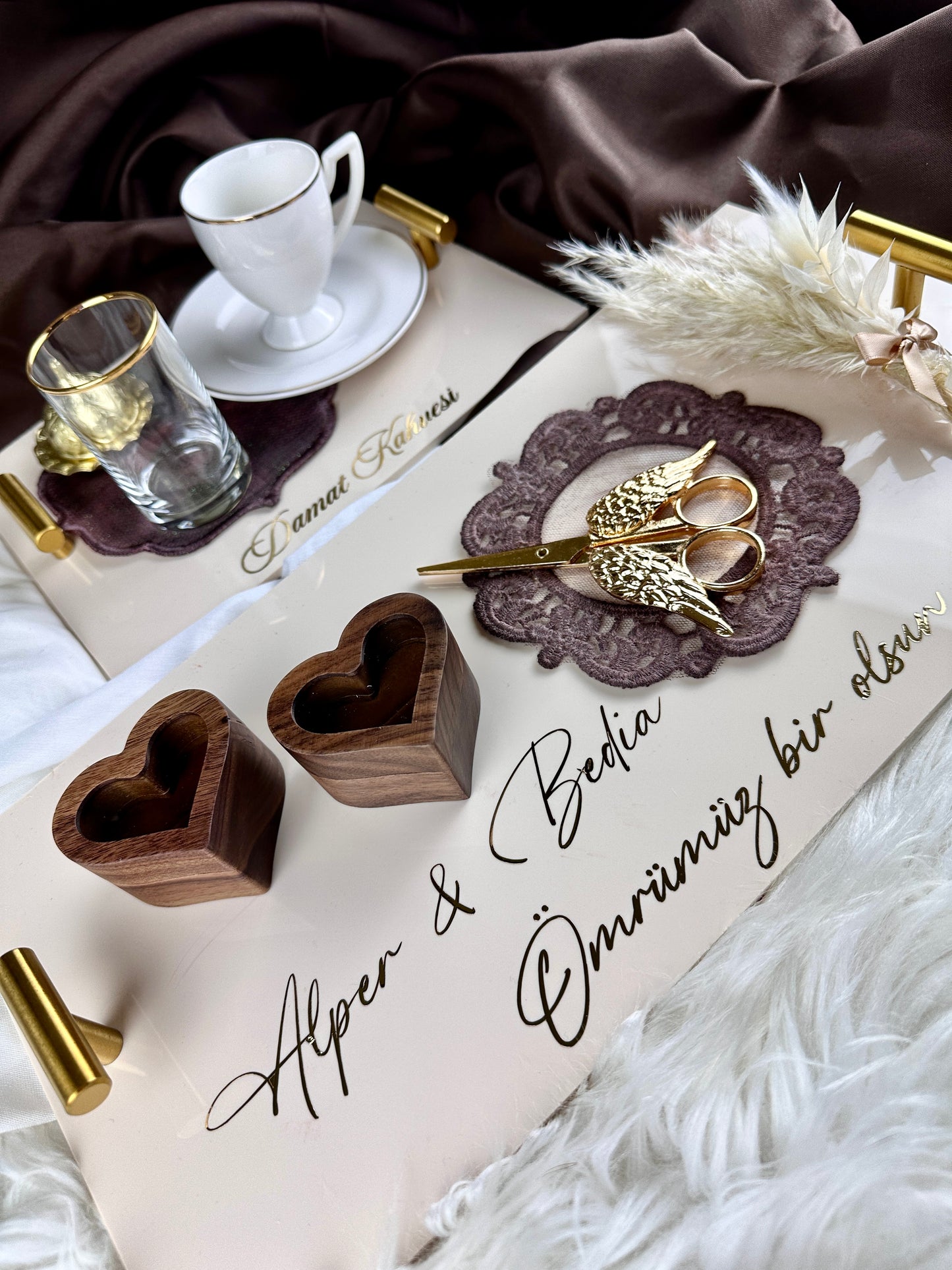 Verlobungstablett Acryl Luxury soft beige long