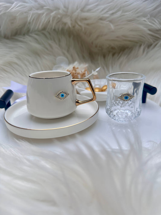 Verlobung  Hochzeit Mokkatasse damat kahvesi fincani mit Wasserglas