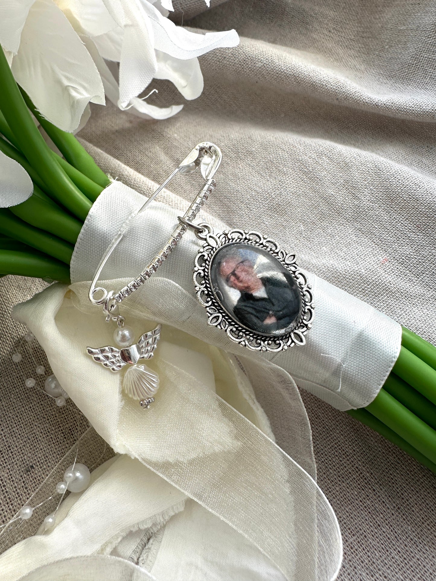 Brautstrauß Foto-Anhänger | personalisiert | Medaillion für Brautstrauß