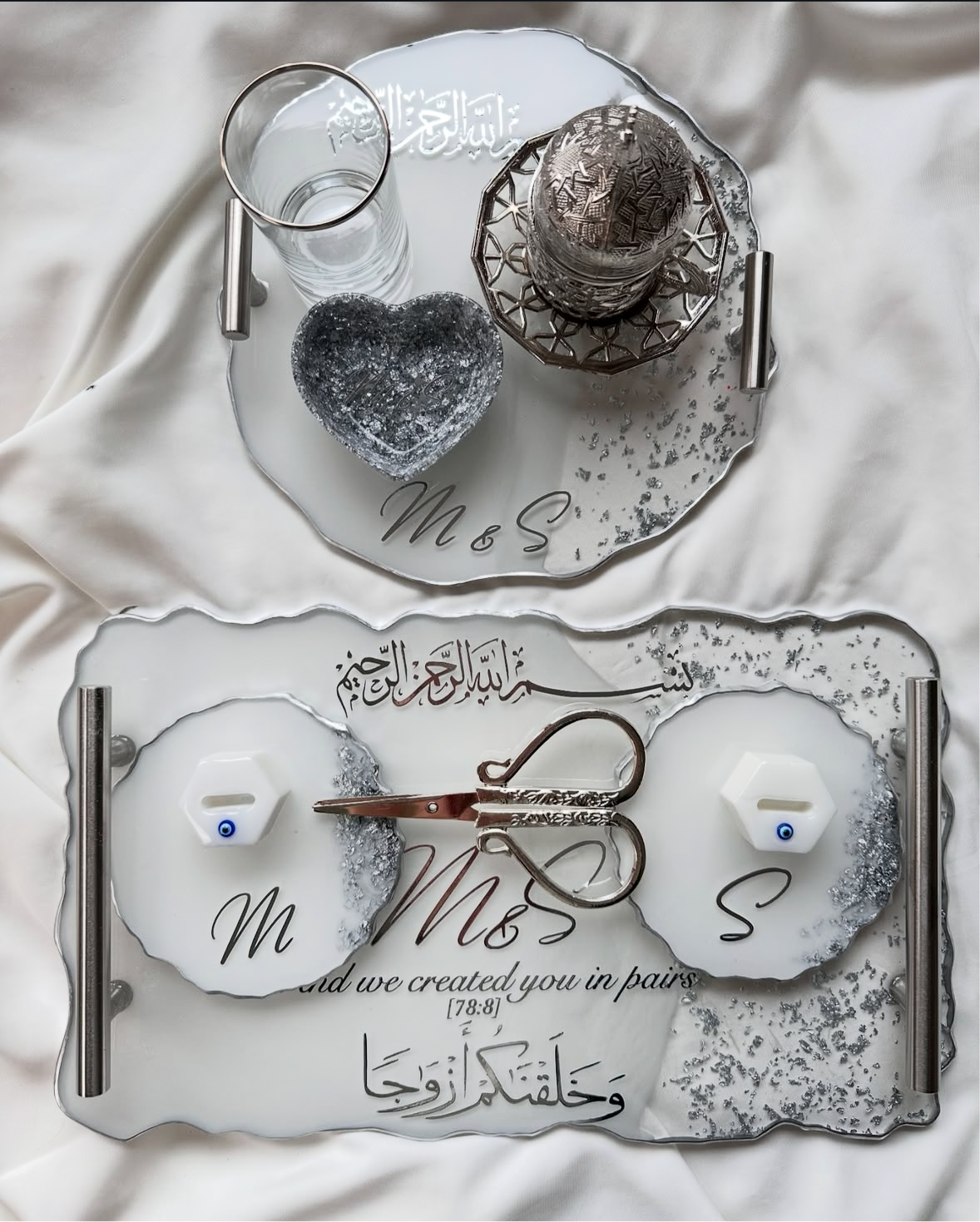 Verlobungstablett Hochzeitstablett damat kahvesi tepsisi silver