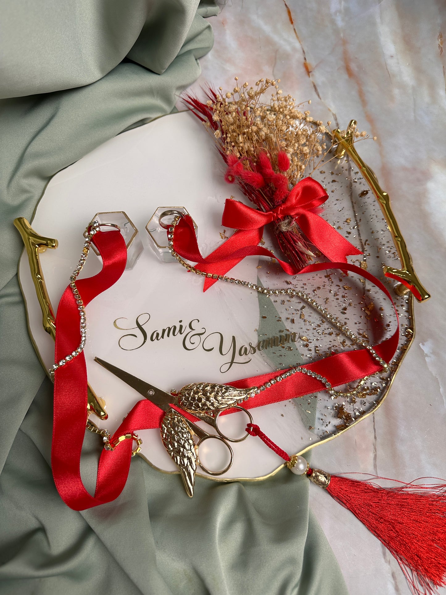 Verlobungstablett Hochzeitstablett damat kahvesi tepsisi gold transparent