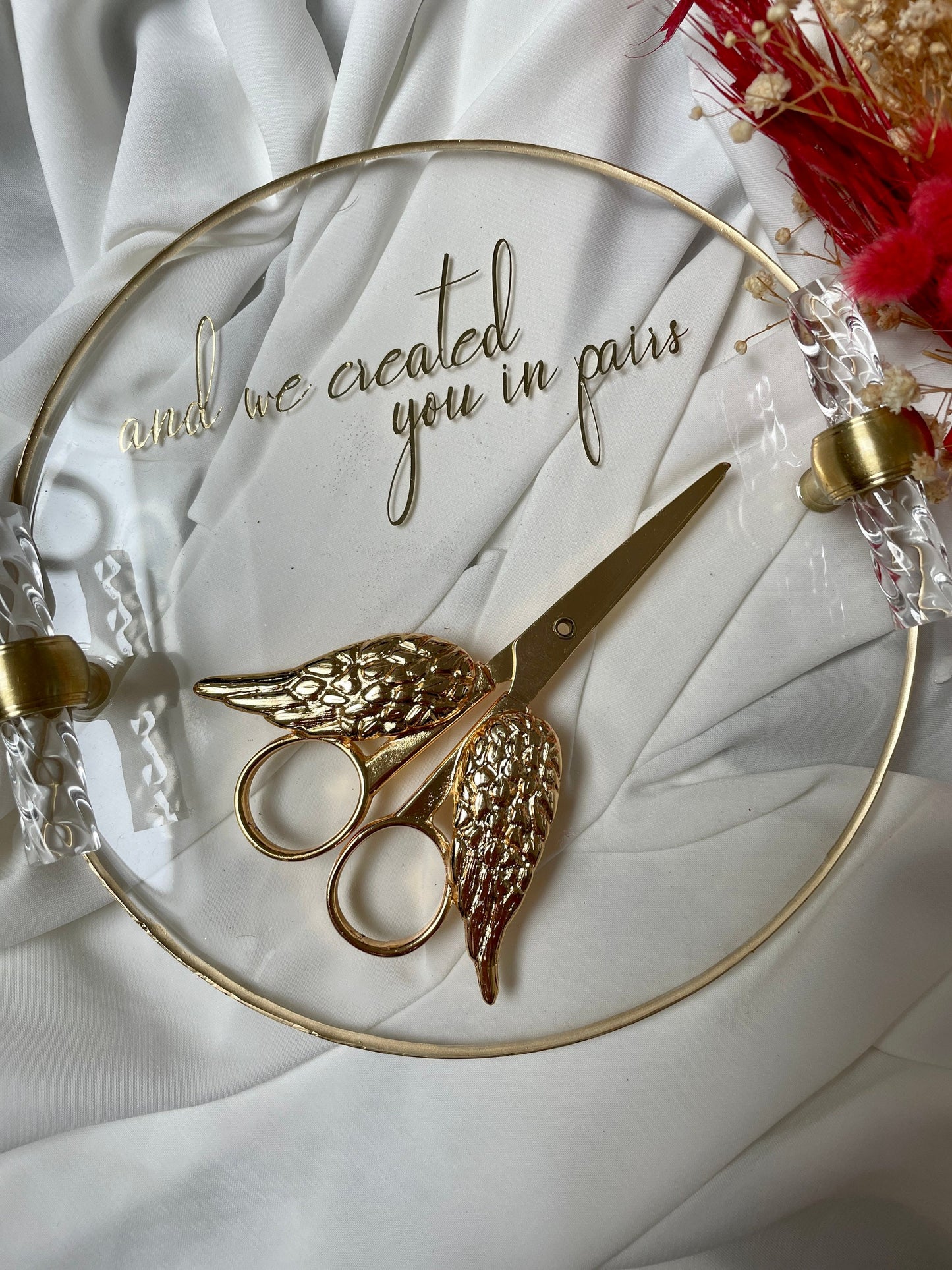 Verlobung Hochzeit Schere in Gold