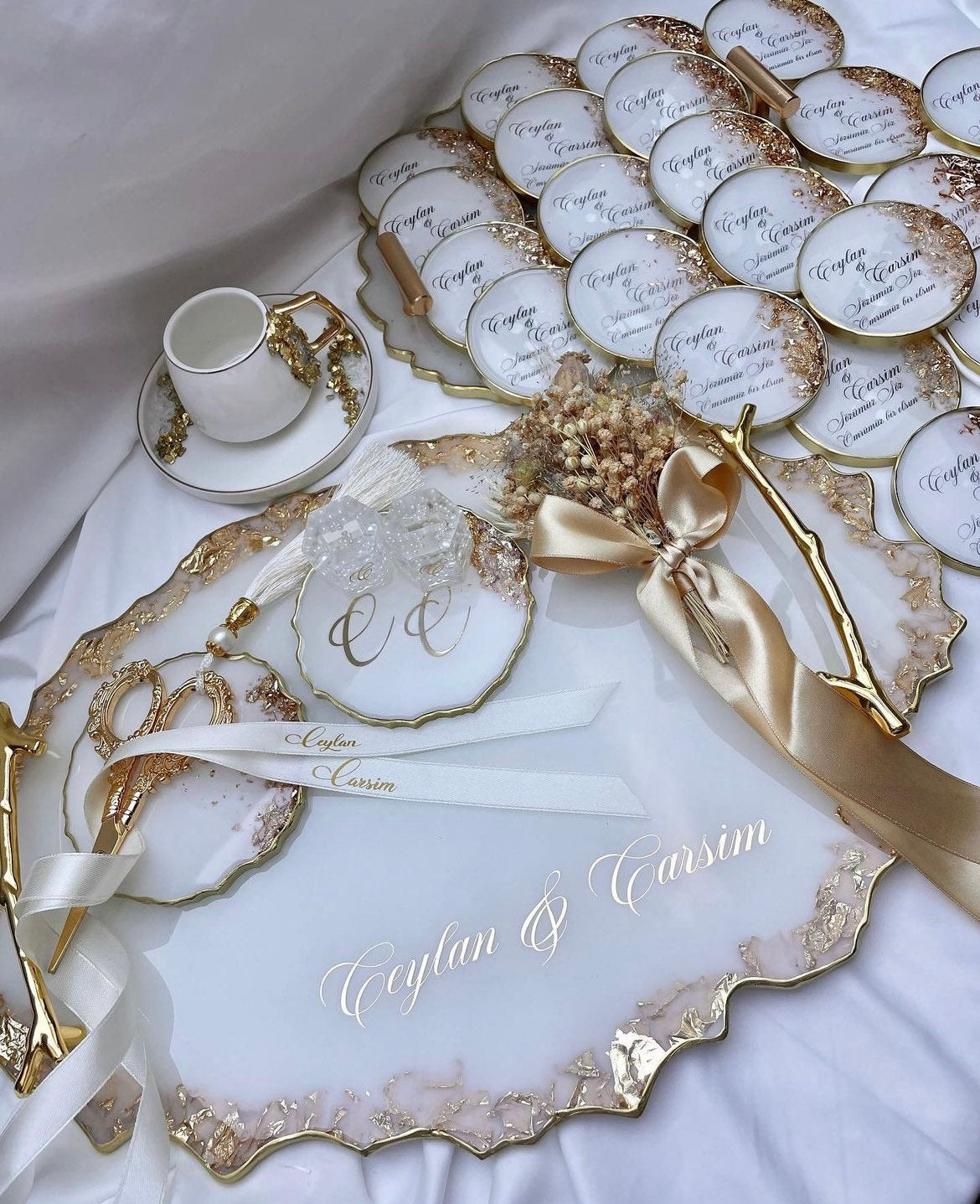 Verlobungstablett Hochzeitstablett damat kahvesi tepsisi gold