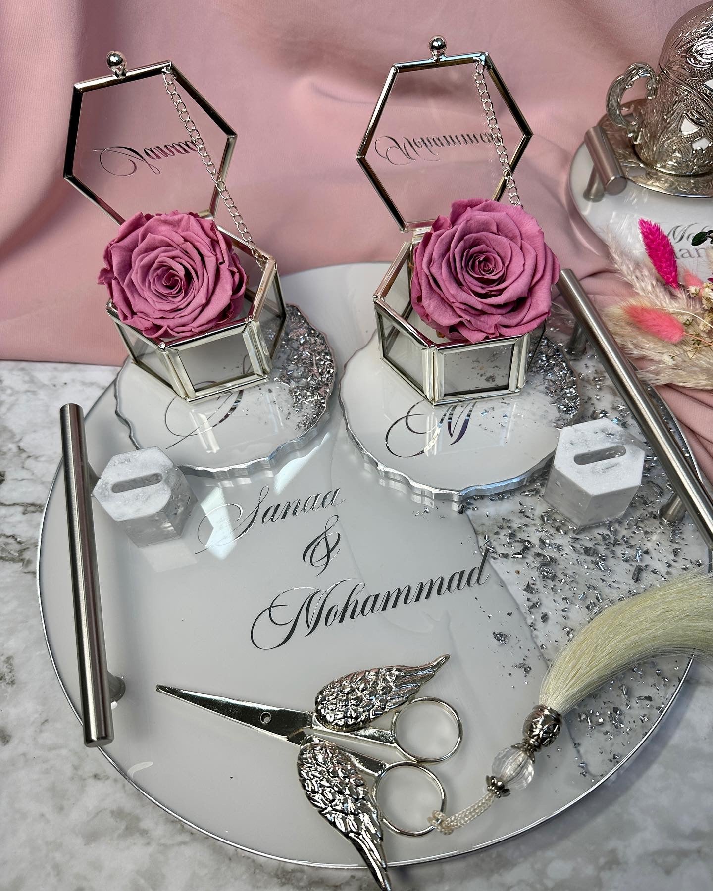 Verlobungstablett Hochzeitstablett damat kahvesi tepsisi silber