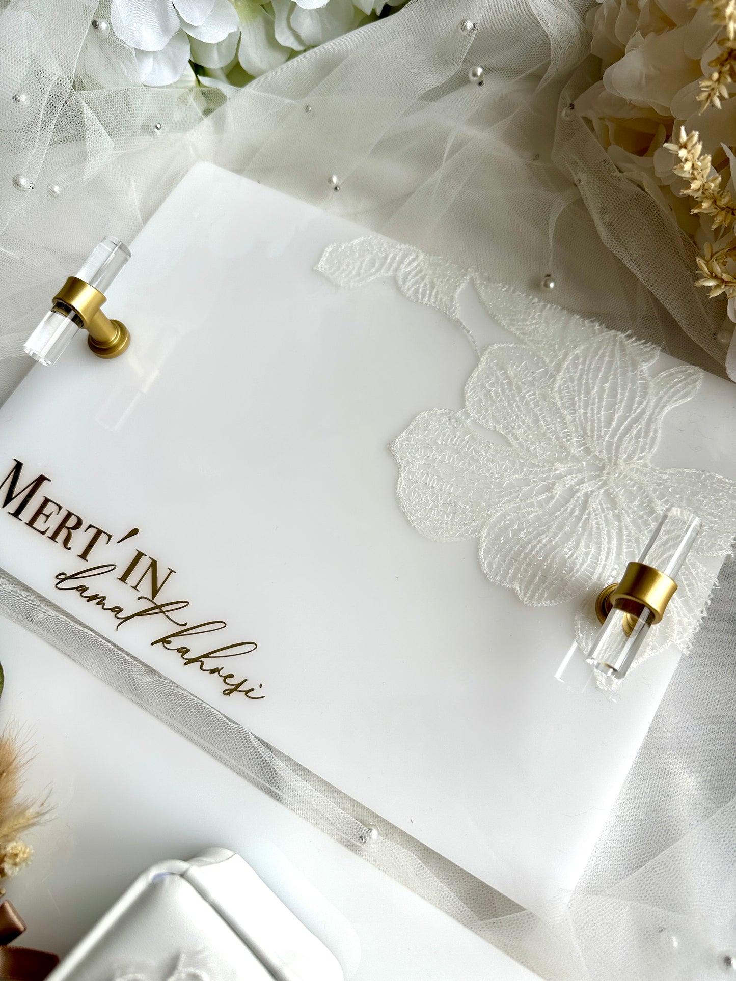 Verlobungstablett mit Spitze weiß | Personalisiertes  Tablett | nisan tepsisi |  Damat Kahvesi Tepsisi | Verlobungsset