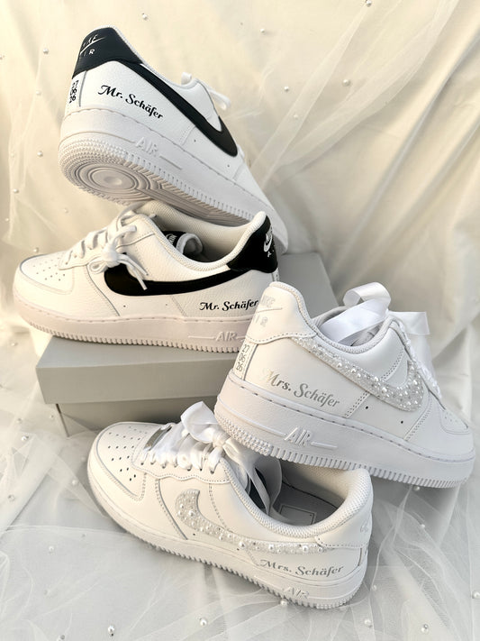 Bridal Shoe Braut Schuhe Air Force One mit Perlen Nike