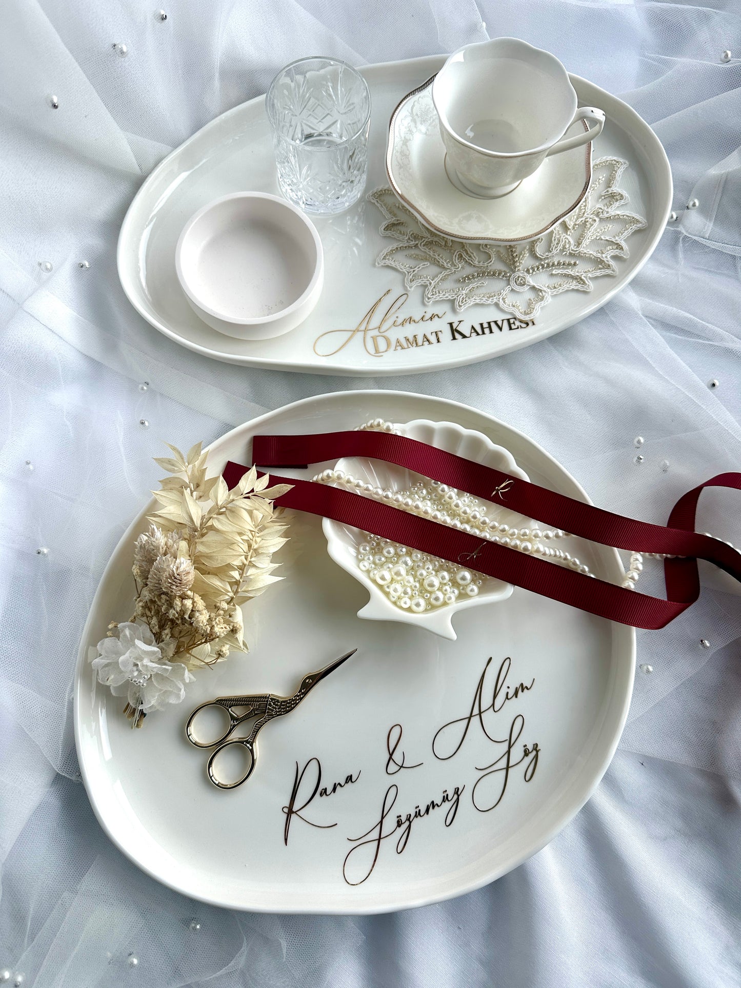Verlobungstablett Porzellan Set Nisan tepsisi