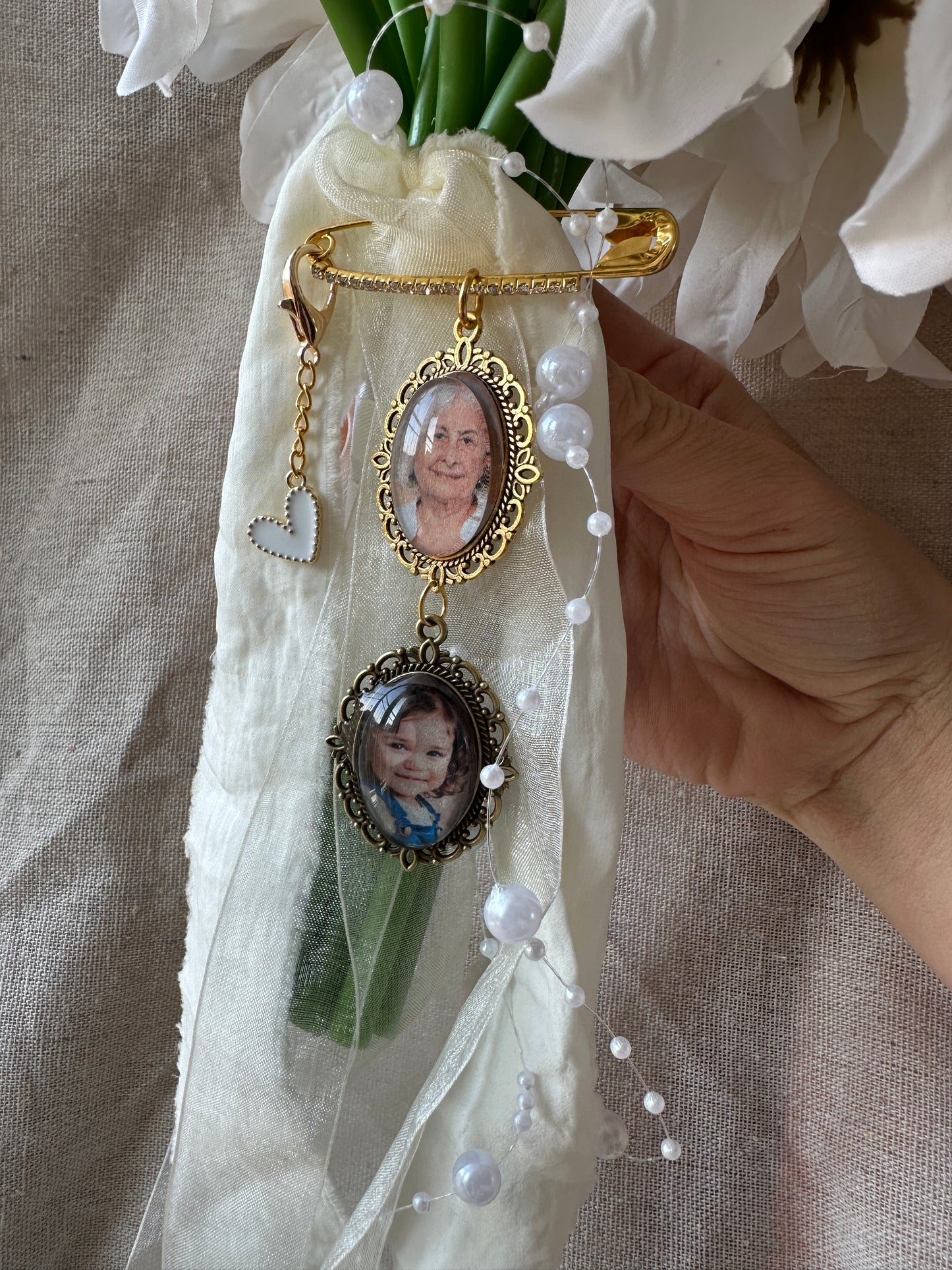 Brautstrauß Foto-Anhänger | personalisiert | Medaillion für Brautstrauß