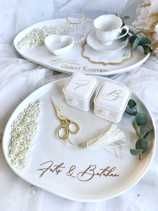 Verlobungstablett Porzellan Set mit Perlen Nisan tepsisi (Kopie)