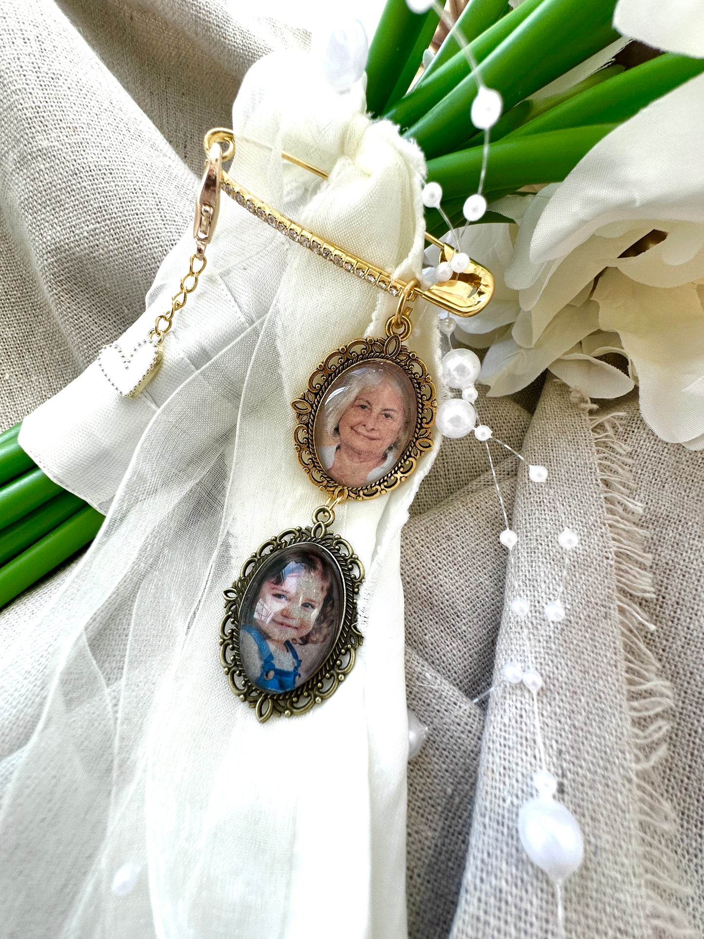 Brautstrauß Foto-Anhänger | personalisiert | Medaillion für Brautstrauß