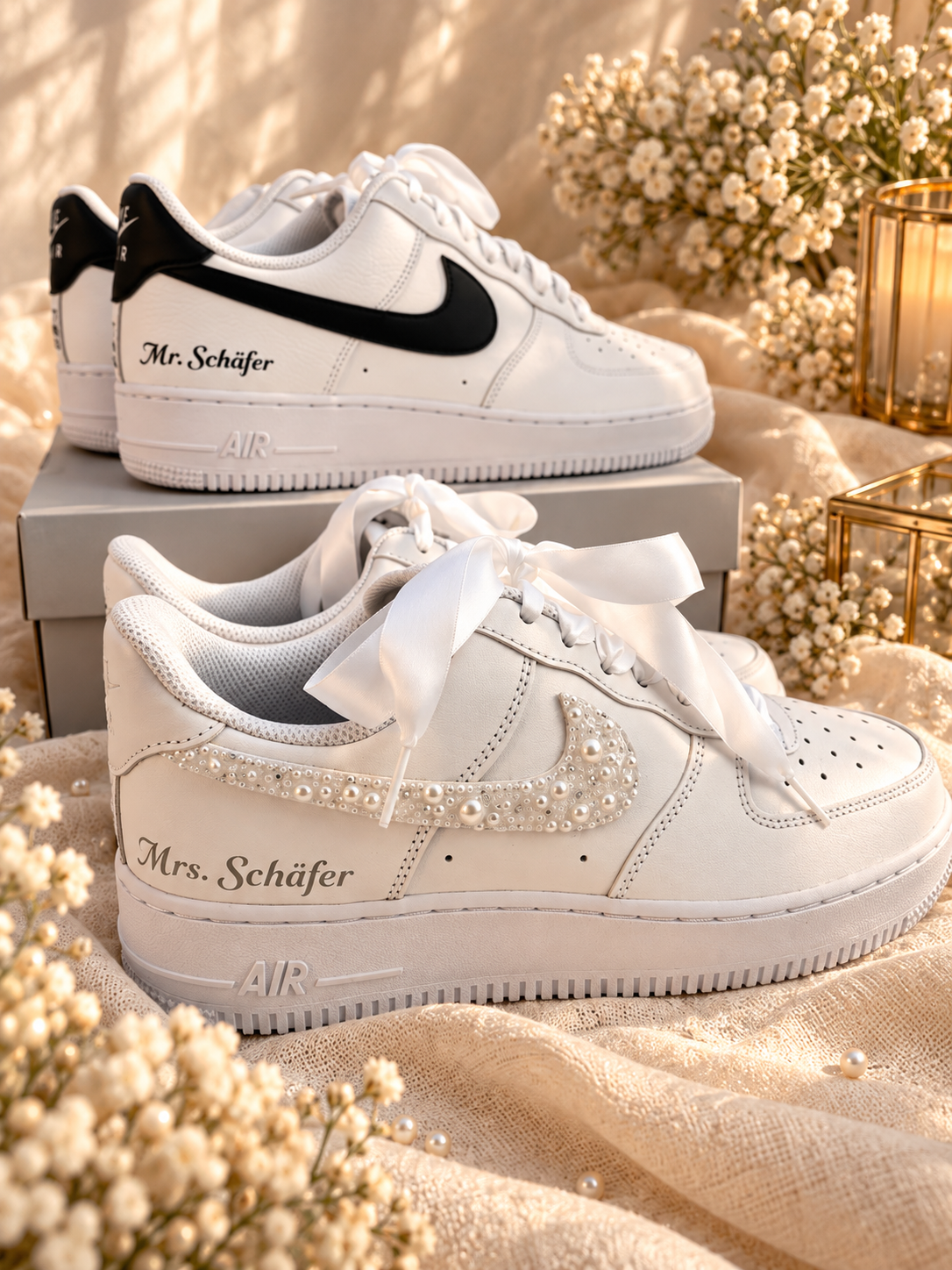 Bridal Shoe Braut Schuhe Air Force One mit Perlen Nike