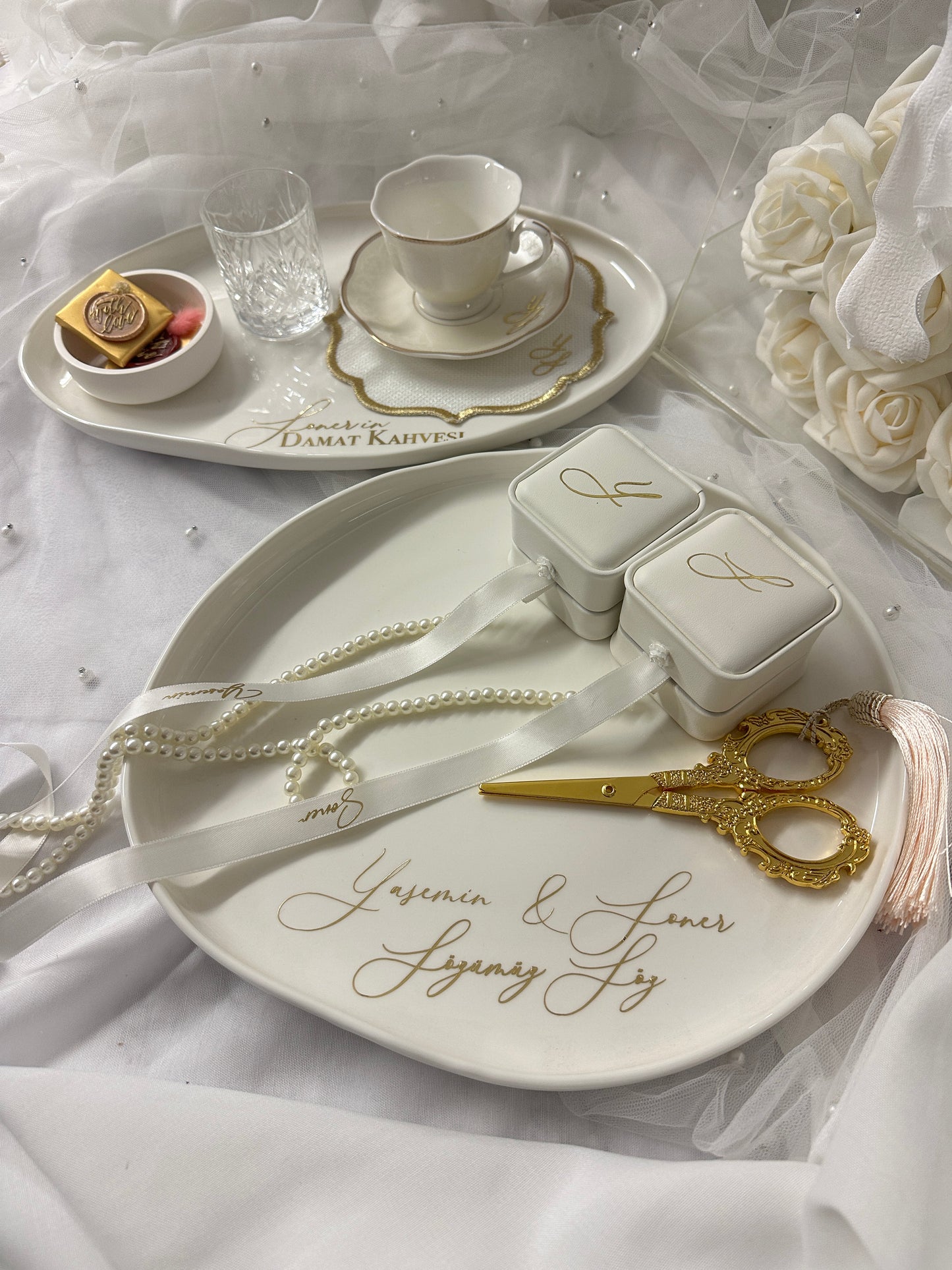 Verlobungstablett Porzellan Set Nisan tepsisi