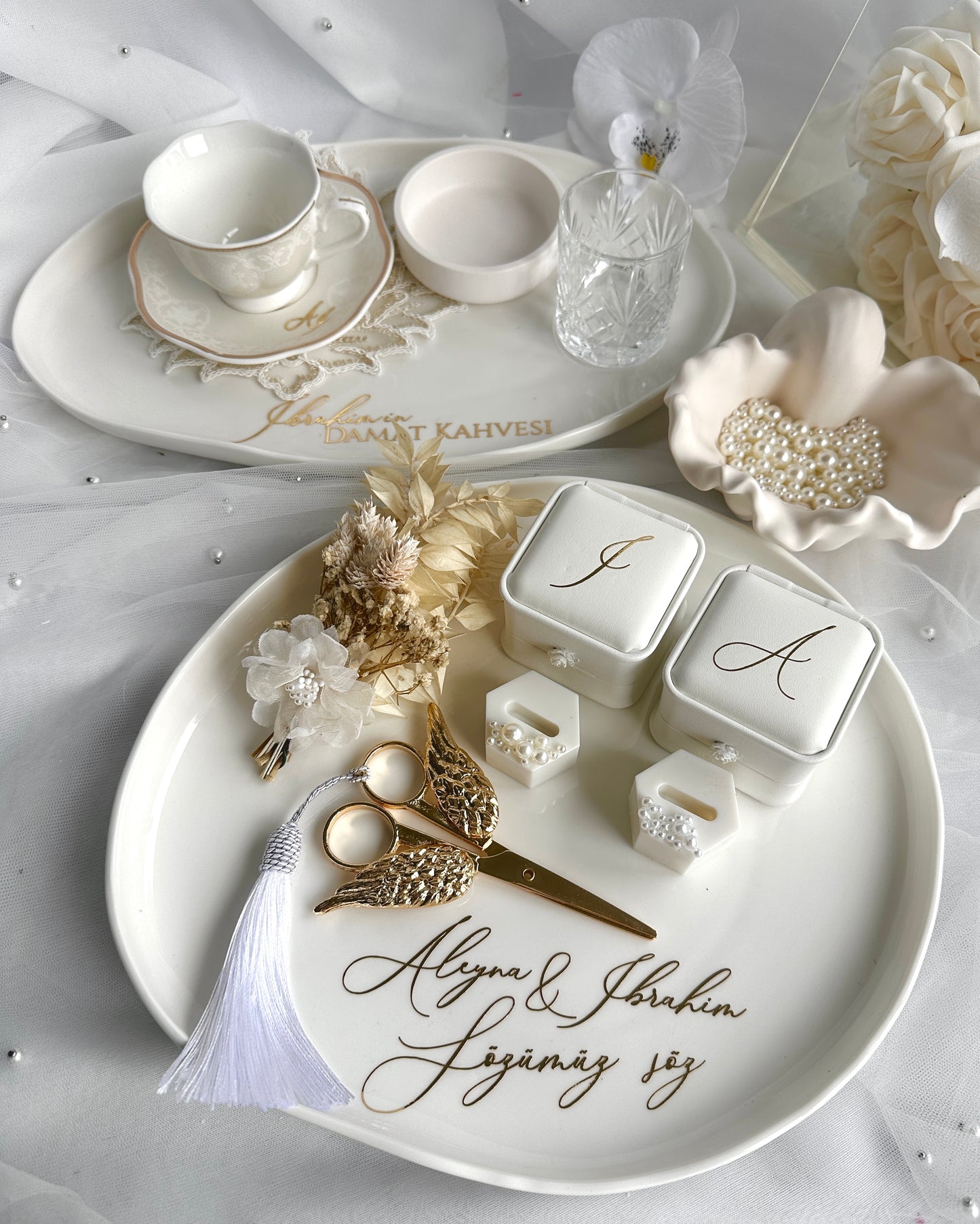 Verlobungstablett Porzellan Set Nisan tepsisi
