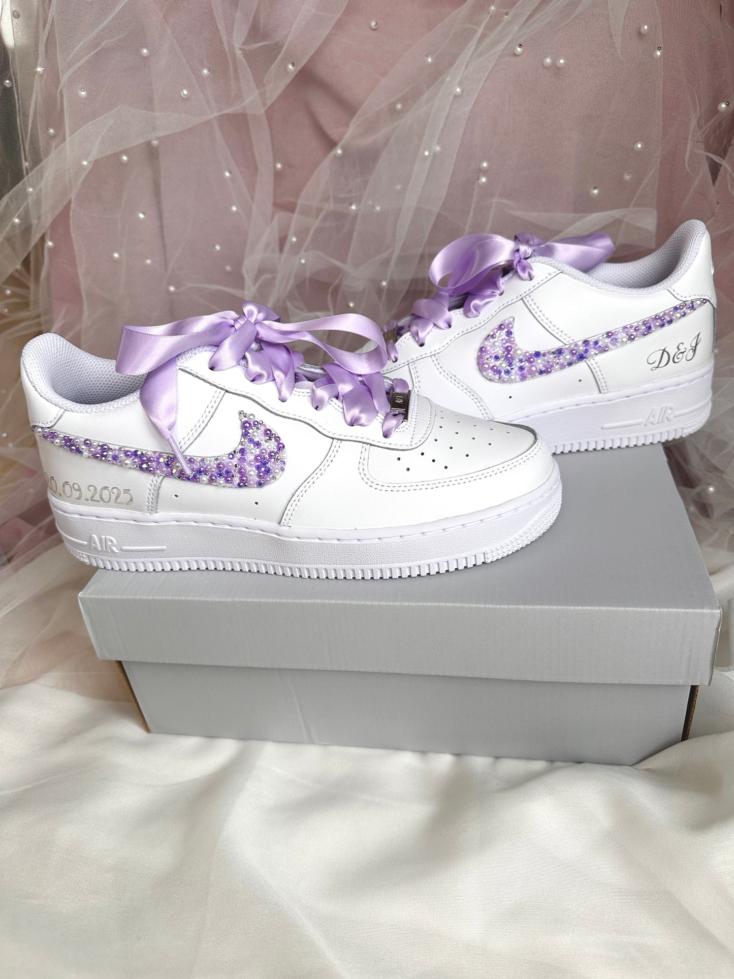 Bridal Shoe Braut Schuhe Air Force One mit Perlen Nike Special