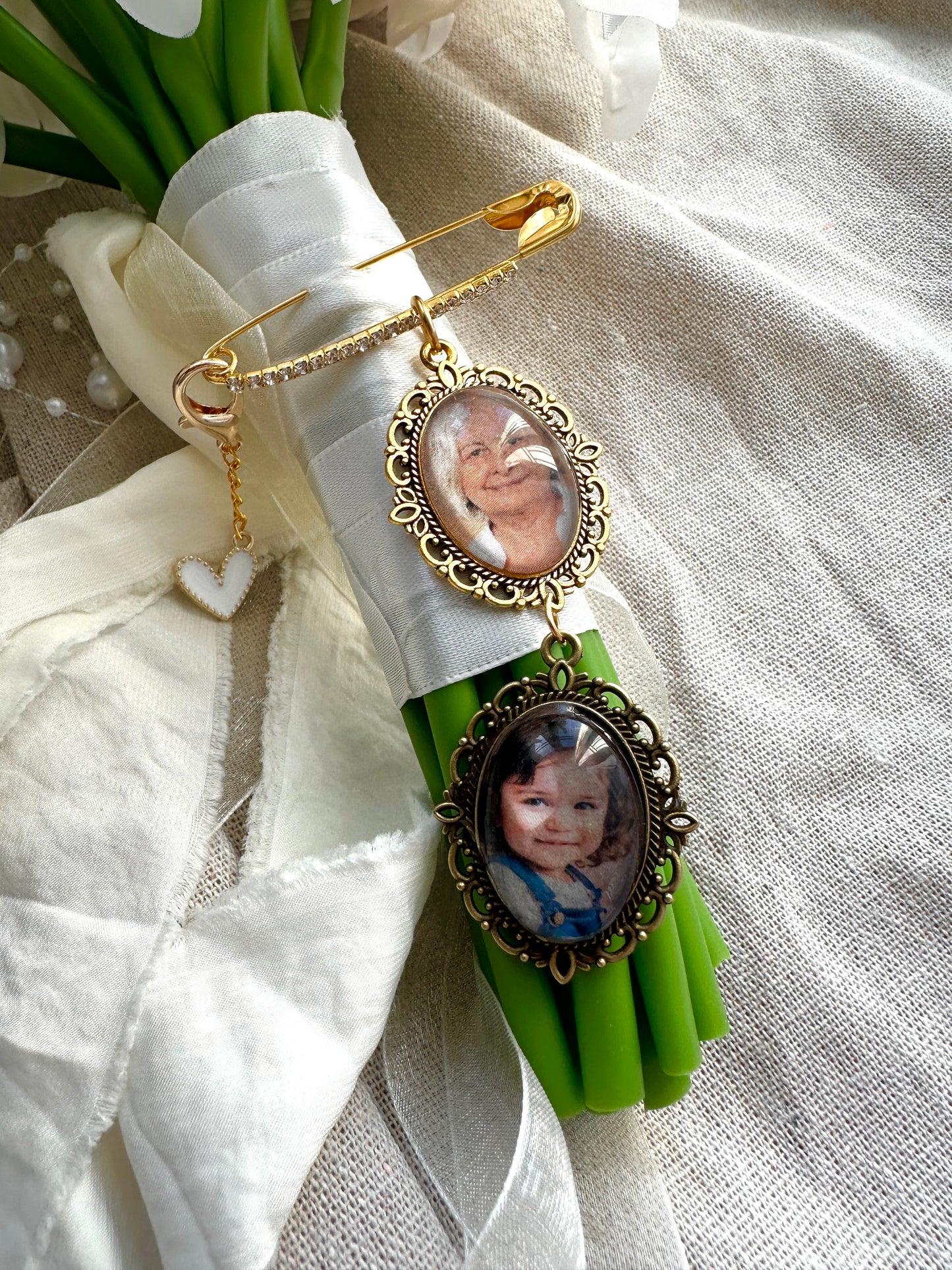 Brautstrauß Foto-Anhänger | personalisiert | Medaillion für Brautstrauß