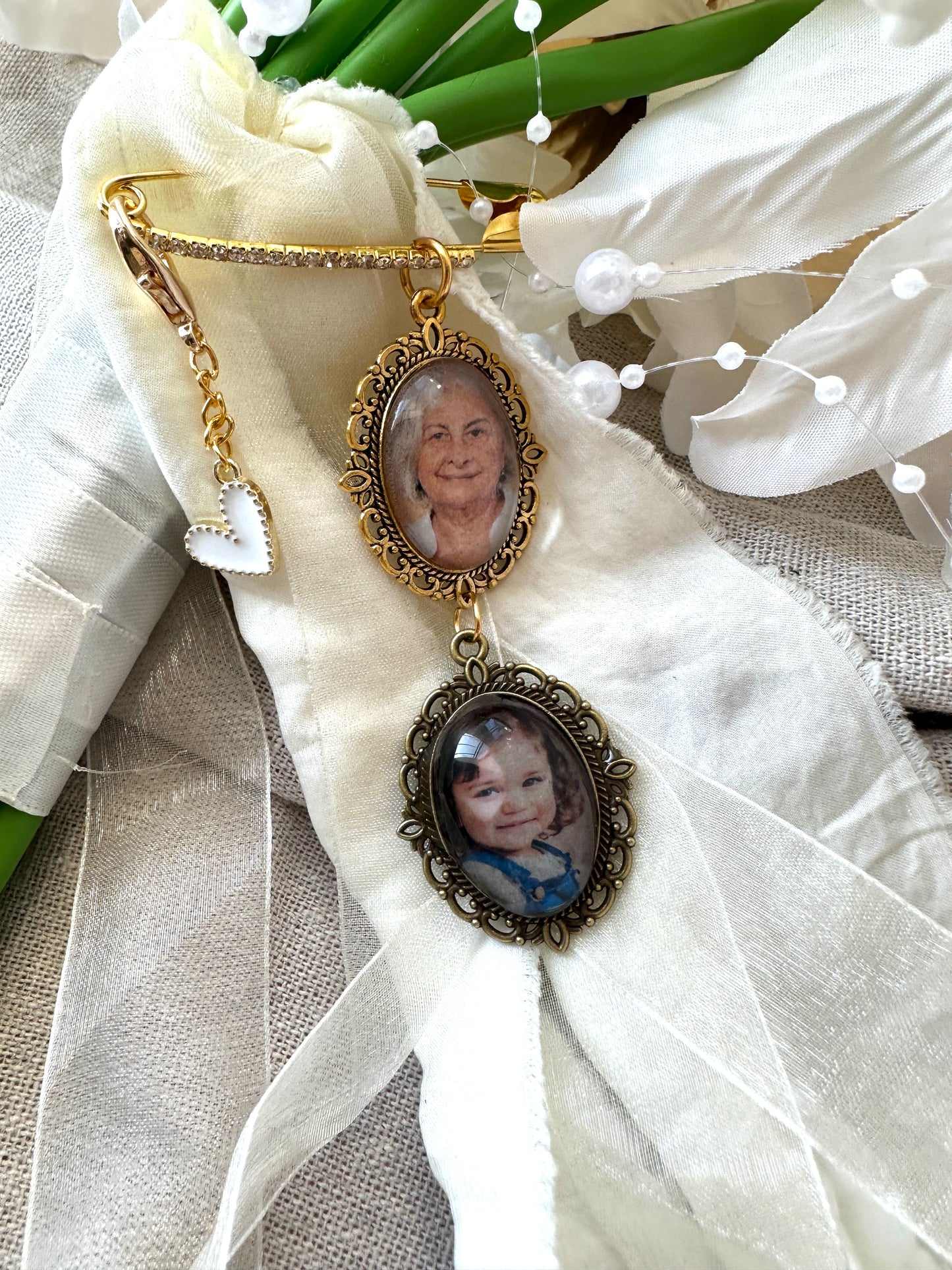 Brautstrauß Foto-Anhänger | personalisiert | Medaillion für Brautstrauß