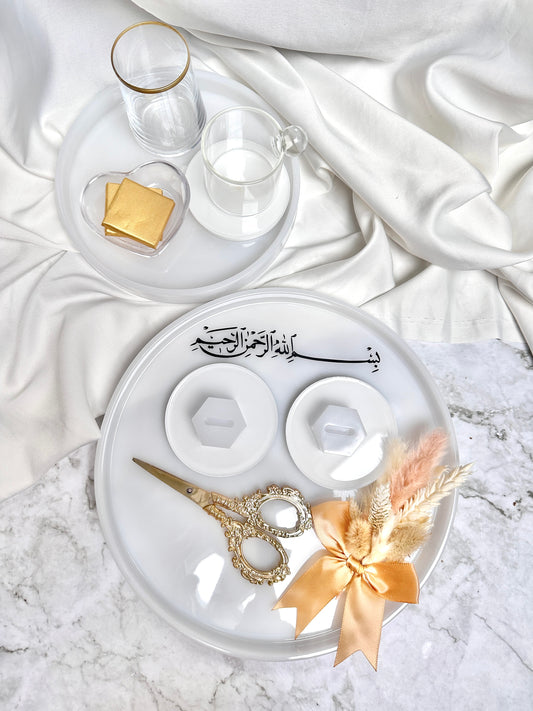 Verlobungstablett Hochzeitstablett damat kahvesi tepsisi simple white