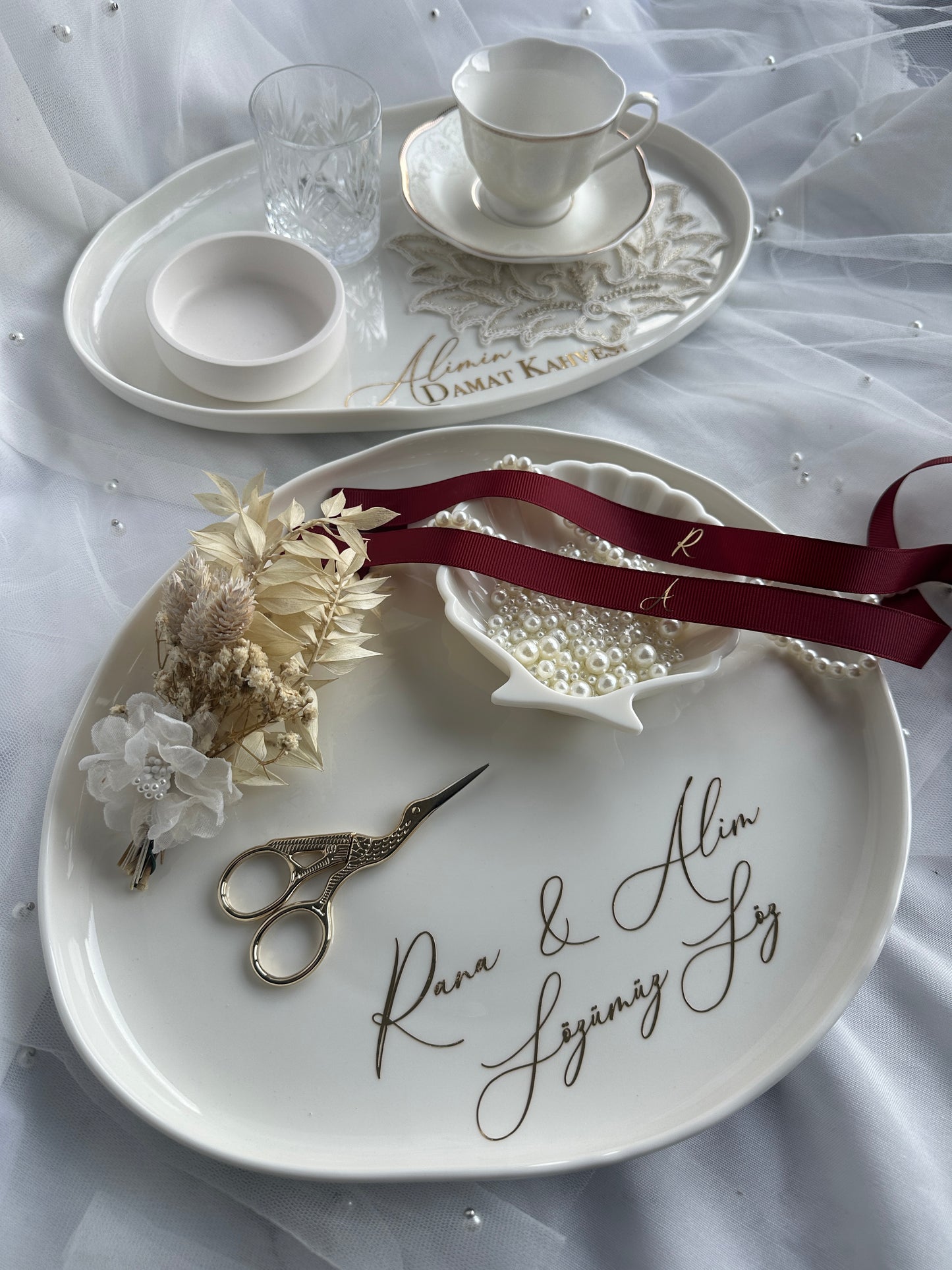 Verlobungstablett Porzellan Set Nisan tepsisi
