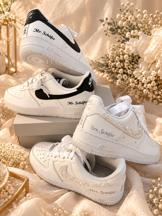 Bridal Shoe Braut Schuhe Air Force One mit Perlen Nike